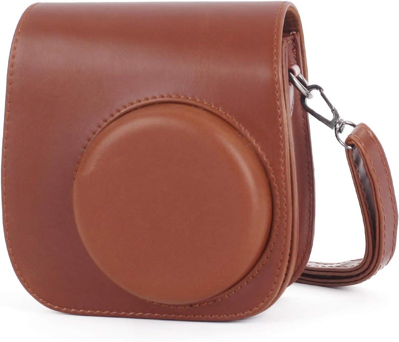 Phetium Instant mini 12 Camera Protective Case Compatible with Instax Mini 12 11,PU Leather Bag with Pocket and Adjustable Shoulder Strap (Brown) - Image 1